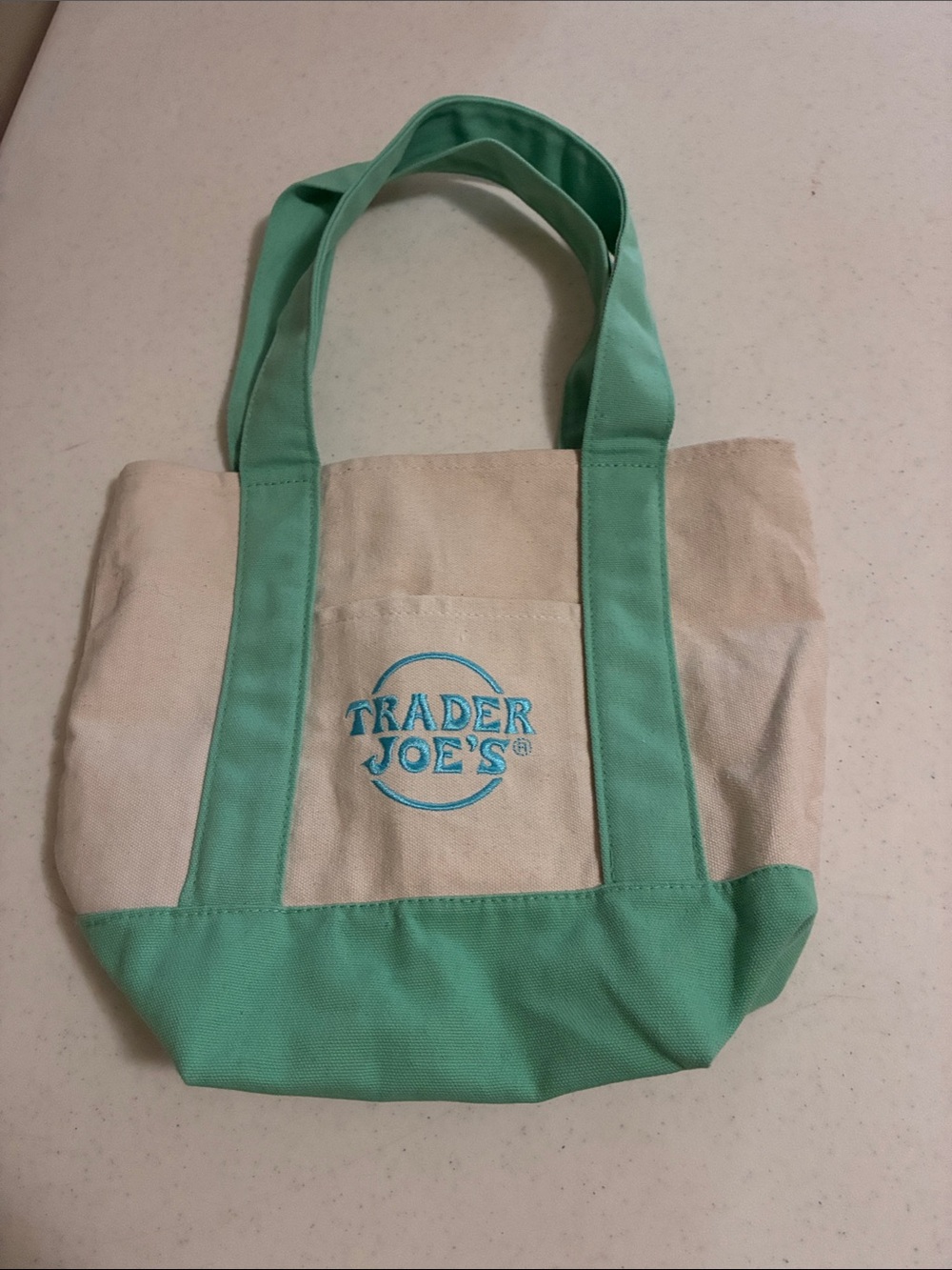 Trader Joe’s Mini Pastel Mint Green Canvas Tote Bag